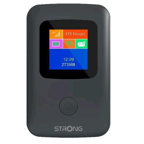 STRONG HOTSPOT 4G MODEM ROUTER 4G LTE CON DISPLAY A COLORI SLOT PER SIM WI-FI FINO A 150 Mbit/s NERO