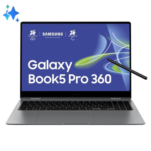 SAMSUNG GALAXY BOOK5 PRO 360 16" WQXGA+ TOUCH SCREEN INTEL CORE ULTRA 7 256V RAM 16GB-SSD 512GB NVMe-INTEL ARC GRAPHICS 140V-WI-FI 7 + GIGABIT LAN-WIN 11 HOME GRIGIO (NP960QHA-KG1IT)