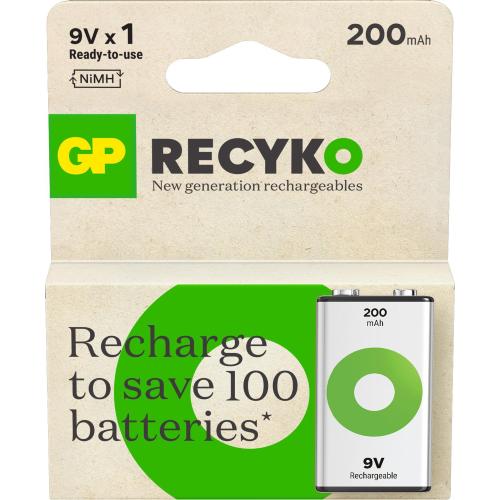 Blister 1 Batteria Ricaricabile 9V 200 mAh GP ReCyko