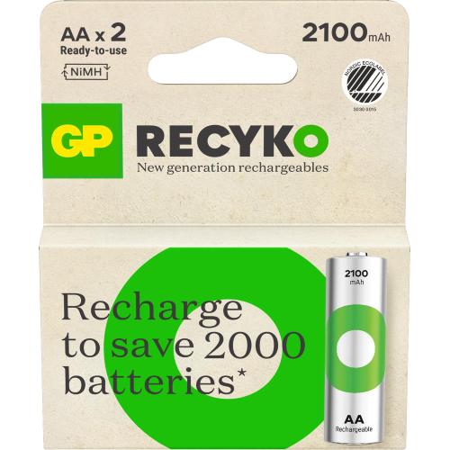 Blister 2 Batterie Ricaricabili Stilo AA 2100 mAh GP Recyko