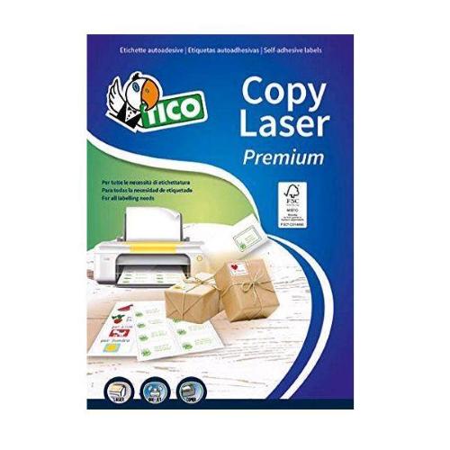 TICO COPY LASER PREMIUM CONF 10000 ETICHETTE ADESIVE CON ANGOLI ARROTONDATI 14X37 mm BIANCO OPACO