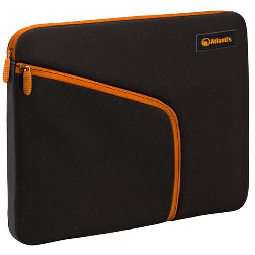 ATLANTIS SLEEVE UNIVERSALE PER TABLET FINO A 7" NEOPRENE TASCA LATERALE PER ACCESSORI COLORE NERO + ZIP ARANCIO
