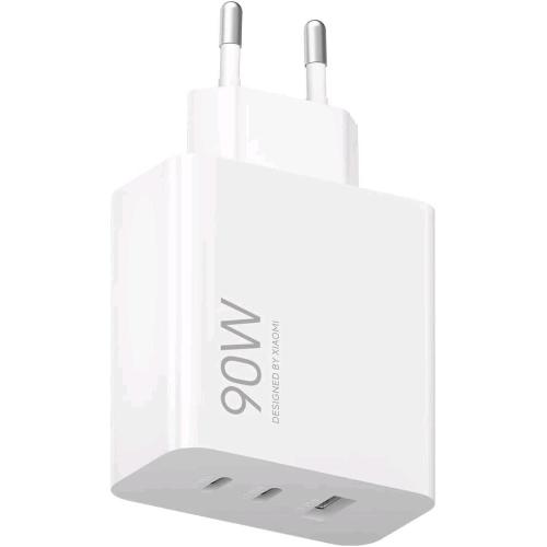 XIAOMI HYPERCHARGE POWER ADAPTER CARICABATTERIE DA RETE GaN 90 W 2 x USB-C - 1 x USB-A BIANCO