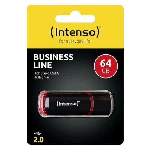 INTENSO BUSINESS LINE 64GB FLASH DRIVE USB-A 2.0 BLACK/RED