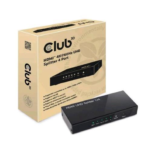 CLUB3D CSV-1380 HDMI 2.0 SPLITTER 4 PORTE HDMI 2.0 4K UHD 60Hz BLACK