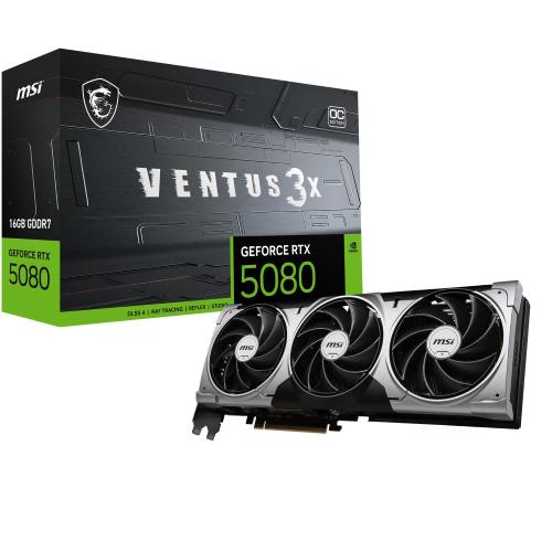 MSI MICROSTAR VGA MSI RTX 5080 16GB VENTUS 3X OC 16GB GDDR7 256BIT 1H/3DP