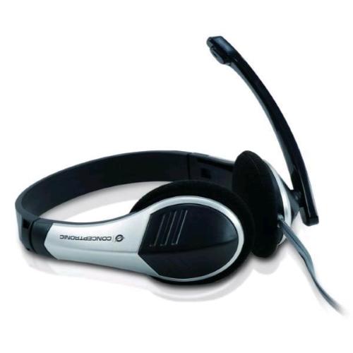 CONCEPTRONIC CUFFIE CON MICROFONO CON CAVO 2 x JACK 3.5mm NERO ARGENTO