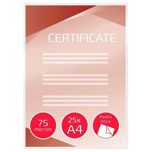 GBC POUCHES LUCIDO RETRO ADESIVO A4 75 MY COL TRASPARENTE CONF 25 Pz.