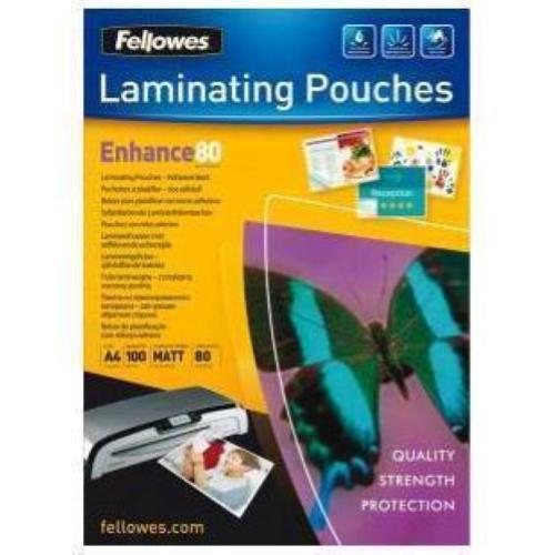 FELLOWES ENHANCE80 POUCH RETRO ADESIVE A4 80 MY COL. TRASPARENTE CONF 100 Pz.