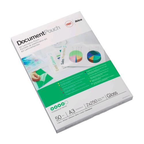 GBC POUCHES LUCIDO A3 250 MY COL. TRASPARENTE CONF 50 PZ.