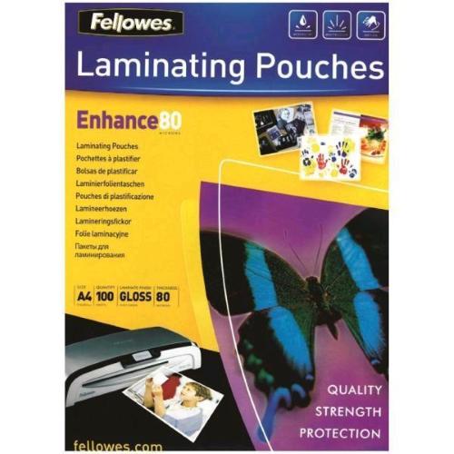 FELLOWES ENHANCE80 POUCHES LUCIDE A4 80 MY COL. TRASPARENTE CONF 25 Pz.