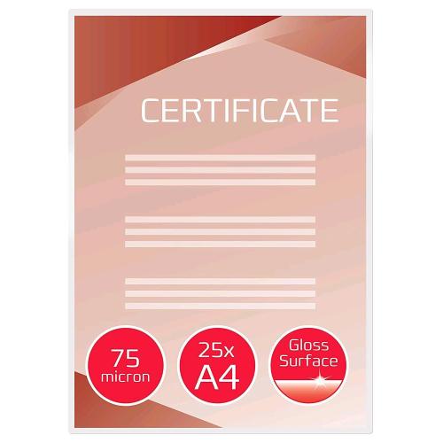 GBC POUCHES LUCIDO A4 75 MY COL. TRASPARENTE CONF 25 Pz.