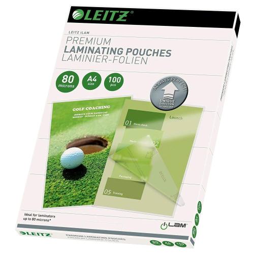 LEITZ UDT POUCHES LUCIDO A4 80 MY COL. TRASPARENTE CONF 100 Pz.