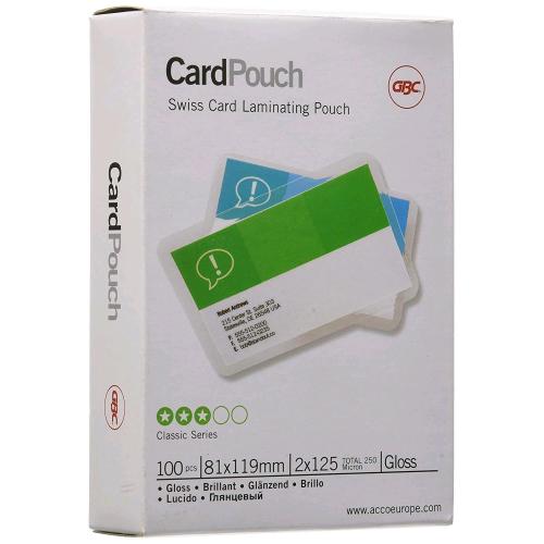 GBC POUCHES LUCIDO FORMATO TESSERA 81X119 mm COL. TRASPARENTE CONF 100 Pz.
