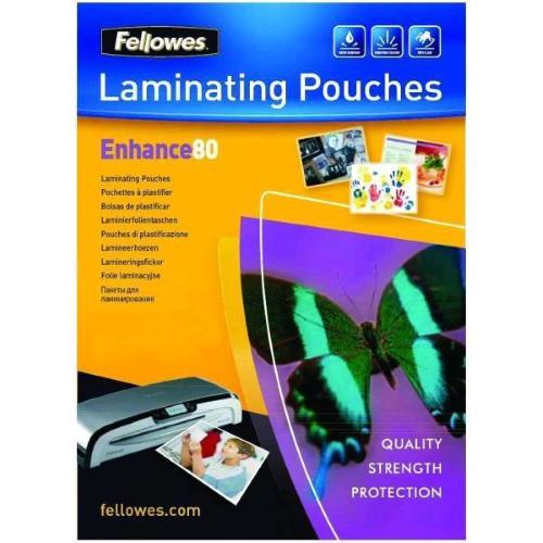 FELLOWES ENHANCE80 POUCHES LUCIDE A5 80 MY COL. TRASPARENTE CONF 100 Pz.