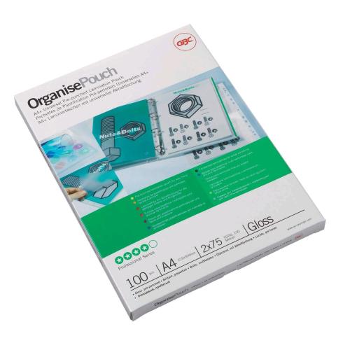 GBC POUCHES LUCIDO PREFORATE A4+ 125 MY COL. TRASPARENTE CONF 100 Pz.