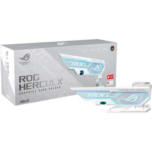 ASUS ROG HERCULX SUPPORTO PER SCHEDA GRAFICA IN LEGA DI ZINCO AURA SYNC LIVELLA INTEGRATA ALTEZZA REGOLABILE DA 72 A 128mm BIANCO