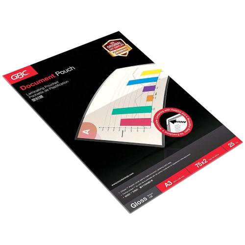 GBC POUCHES LUCIDO A3 75 MY COL. TRASPARENTE CONF 25 PZ.