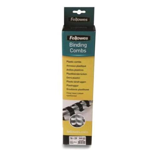 FELLOWES DORSO A SPIRALE IN PLASTICA PASSO 14.28 mm 21 ANELLI DA 16 mm A4 RILEGATURA MIN 2 MAX 40 FOGLI NERO CONF 25 Pz.