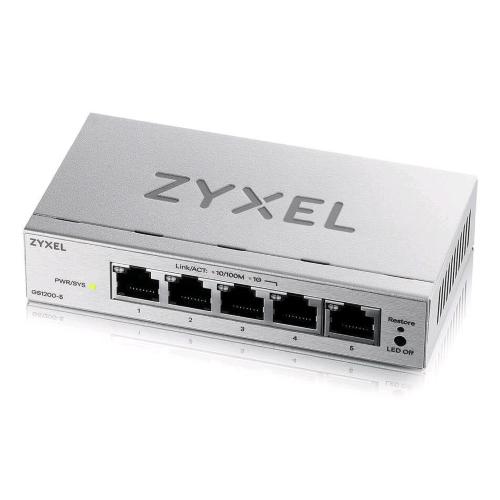 ZYXEL GS1200-5V3-EU0101F SWITCH SMART MANAGED -EASY MANAGEMENT GESTITO L2 - 5 PORTE LAN GIGABIT (10/100/1000) DESKTOP GIRIGIO