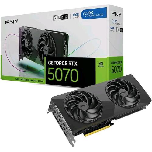 PNY GEFORCE RTX 5070 OC 12GB SLIM GDDR7 DLSS4 DUAL FAN PCi Ex 5.0 16x -1 x HDMI 3 x DISPLAYPORT