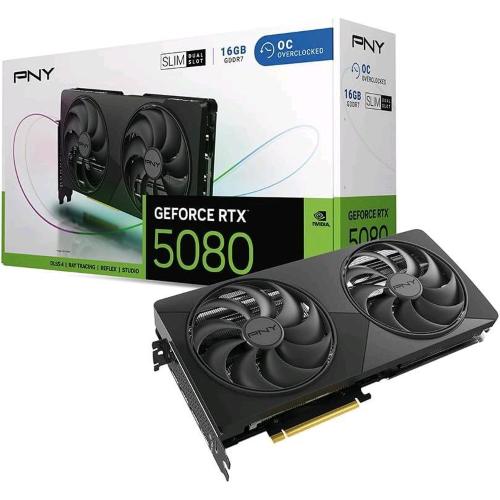 PNY GEFORCE RTX 5080 16GB SLIM OC GDDR7 DLSS4 DUAL FAN PCi Ex 5.0 16x - 1 x HDMI 3 x DISPLAYPORT