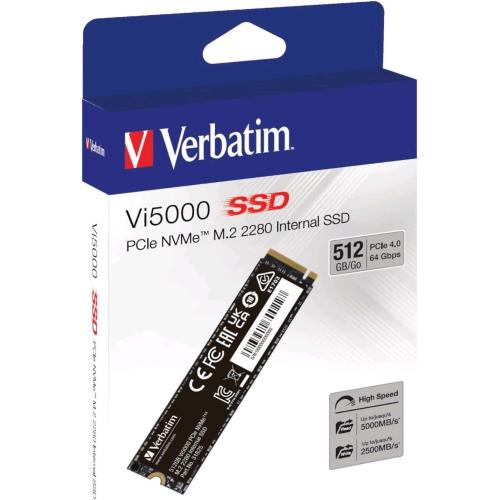 VERBATIM Vi5000 SSD 512GB M.2 NVMe PCI Express 4.0 3D NAND LETTURA 5000 MB/s SCRITTURA 2500 MB/s