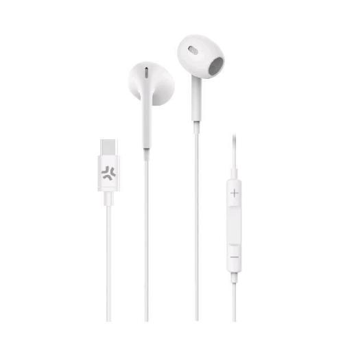 CELLY PROCOMPACT2 AURICOLARI STEREO A FILO CON MICROFONO USB-C CONTROLLO CHIAMATE E VOLUME/MUSICA CAVO 1.2 MT BIANCO