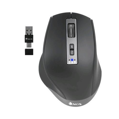 NGS BLUR-RB MOUSE LASER WIRELESS MULTIDISPOSITIVO RICARICABILE BLUETOOTH RF 2.4GHz USB-A + USB-C 6 TASTI 3.200 DPI REGOLABILI
