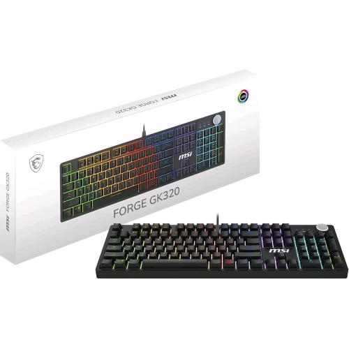 MSI FORGE GK320 TASTIERA GAMING MECCANICA USB FULL SIZE SWITCH ROSSI RGB LED LAYOUT ITALIANO QWERTY