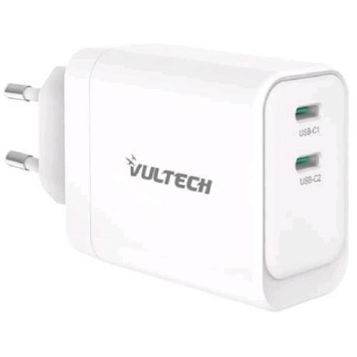 VULTECH CARICABATTERIE DA RETE GaN 45 W 2 x USB-C BIANCO