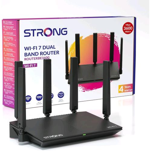 STRONG BE360 ROUTER DUAL BAND WI-FI 7 5 ANTENNE ESTERNE DESKTOP NERO