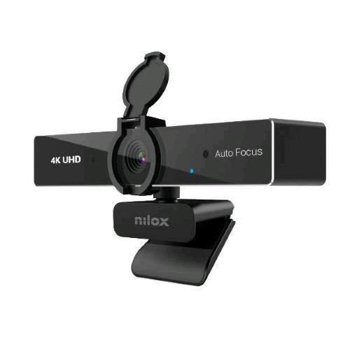 NILOX WEBCAM CON RISOLUZIONE 4K 30 FPS AUTO FOCUS CAVO USB-A CON ADATTATORE USB-C 2 MICROFONI INTEGRATI PLUG & PLAY NERO