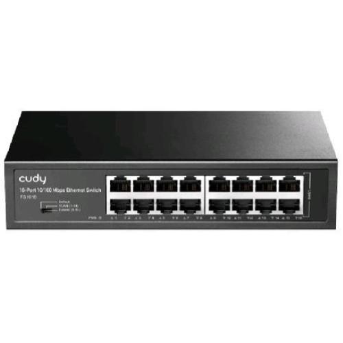 CUDY FS1016 SWITCH NON GESTITO 16 PORTE FAST ETHERNET (10/100) IN METALLO DESKTOP MONTABILE A RACK NERO