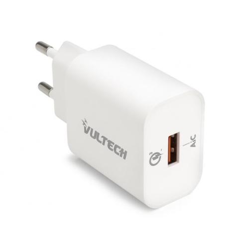 VULTECH CARICATORE ADATTATORE UNIVERSALE USB 3.0 QUICK CHARGE BIANCO