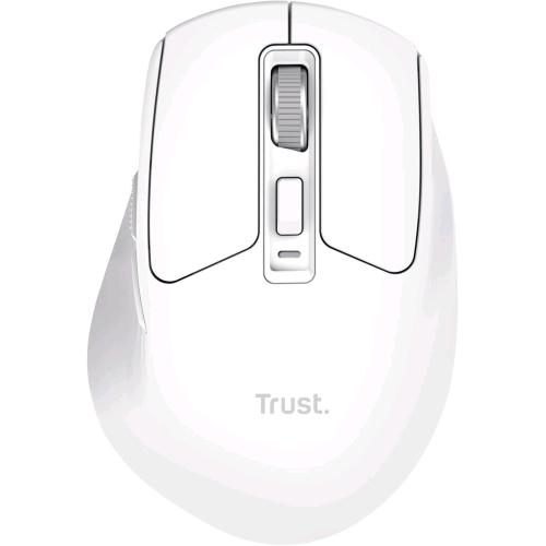 TRUST NIVEN COMFORT MOUSE OTTICO WIRELESS ERGONOMICO RICARICABILE MULTIDISPOSITIVO BLUETOOTH + RF 2.4GHz 800-3200 DPI SELEZIONABILI PULSANTI SILENZIOSI BIANCO