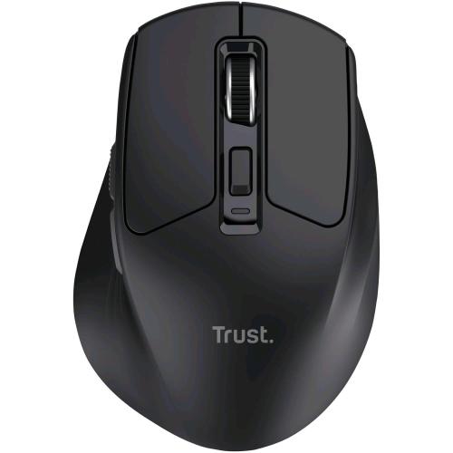 TRUST NIVEN COMFORT MOUSE OTTICO WIRELESS ERGONOMICO RICARICABILE MULTIDISPOSITIVO BLUETOOTH + RF 2.4GHz 800-3200 DPI SELEZIONABILI PULSANTI SILENZIOSI NERO