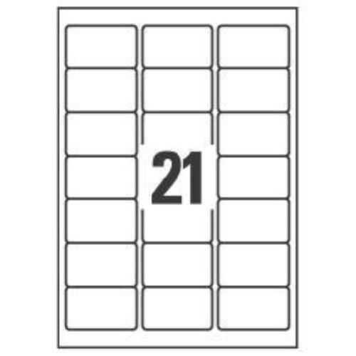 AVERY-ZWECKFORM L7160-100 ETICHETTE AUTOADESIVE 38.10MM/63.5MM CONFEZIONE 100 FOGLI 21ETICHETTE/FOGLIO BIANCO OPACO
