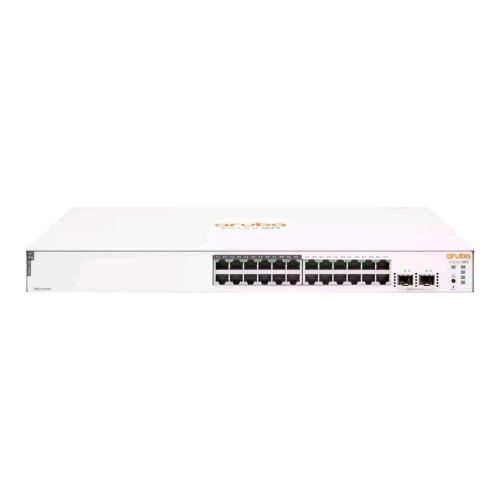 HPE ARUBA INSTANT ON 1830 24G 2SFP SWITCH GESTITO 12 x 10/100/1000 + 12 x 10/100/1000 (PoE+) + 2 x Gigabit SFP PoE+ (195 W) MONTABILE SU RACK