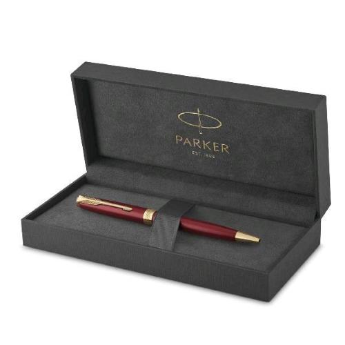 PARKER SONNET RED LACQUER PENNA A SFERA FINITURE IN ORO PUNTA TONDA 0,7 mm INCHIOSTRO NERO CONFEZIONE REGALO