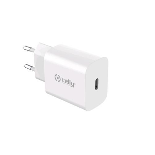 CELLY GRS TRAVEL CHARGER CARICABATTERIE DA RETE USB-C 25 W WHITE