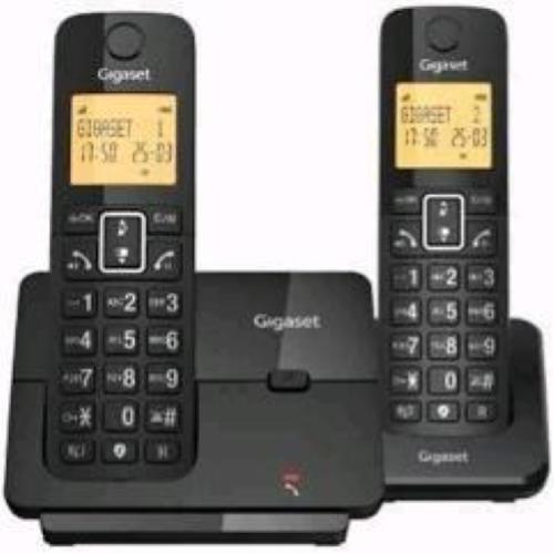 GIGASET ESSENTIAL 300 DUO TELEFONO CORDLESS DECT BASE + 1 CORDLESS AGGIUNTIVO CON VIVAVOCE RUBRICA 60 NUMERI AMPIO DISPLAY NERO