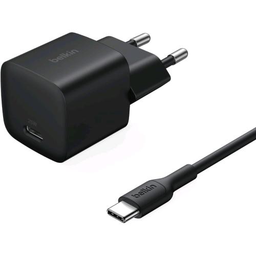 BELKIN CARICABATTERIE DA RETE 25W PD USB-C + CAVO USB-C MASCHIO/MASCHIO NERO