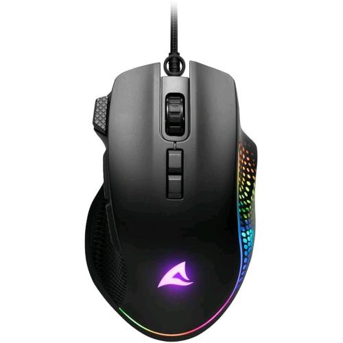 SHARKOON SHARK FORCE 3 MOUSE GAMING ERGONIMICO RGB SENSORE A825 12.800 DPI 8 PULSANTI NERO