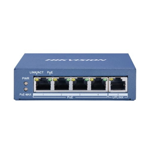 HIKVISION DS-3E0505P-E/M SWITCH DI RETE NON GESTITO L2 4 PORTE RJ-45 GIGABIT ETHERNET SUPPORTO POE BLU