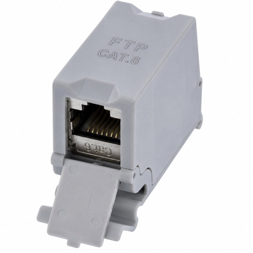 Adattatore per Guida DIN Cat.6 RJ45 F/F STP