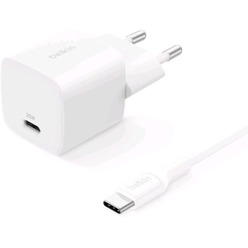 BELKIN CARICABATTERIE DA RETE 25W PD USB-C + CAVO USB-C MASCHIO/MASCHIO BIANCO