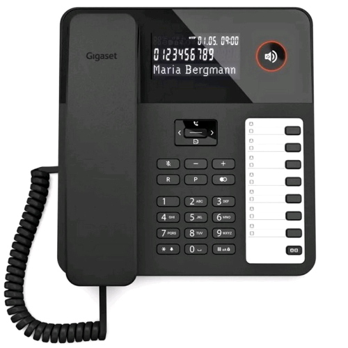 GIGASET DESK 600 TELEFONO CORDED DA TAVOLO AMPIO DISPLAY VIVAVOCE 8 TASTI SELEZIONE RAPIDA COMPATIBILE CENTRALINI TELEFONICI E APPARECCHI ACUSTICI NERO