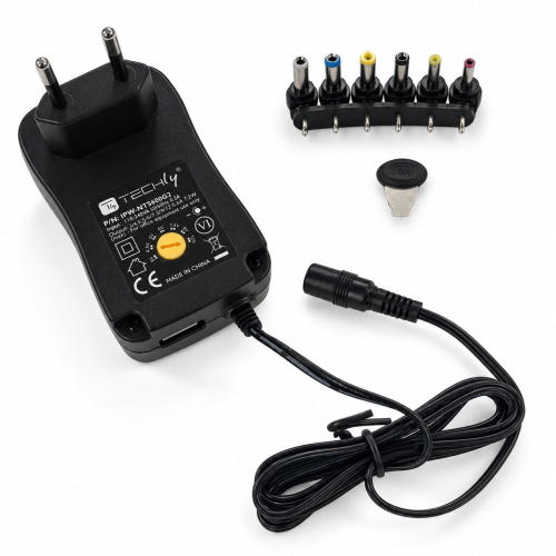Alimentatore Universale Regolabile 7,2W AC/DC 3V-12V 600 mA con 6 Spine DC Porta USB 1A