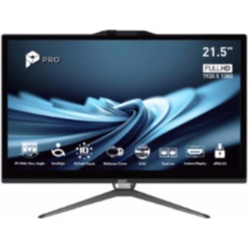 MSI PRO AP222T 14MA-668EU ALL IN ONE 21.5" TOUCH SCREEN PENTIUM G7400 RAM 8GB-SSD 128GB NVMe-INTEL UHD GRAPHICS-WI-FI 6E + GIGABIT LAN-WEB CAM ALTOPARLANTI-TASTIERA MOUSE-WIN 11 PROF NERO